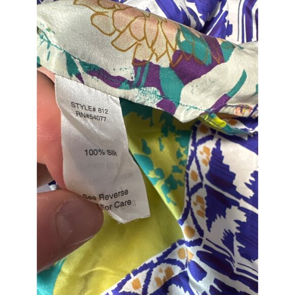 Cabi Floral Print Boho Tunic Top Button Placket 3/4 Sleeves With Tie Waist Sz S - Picture 8 of 10